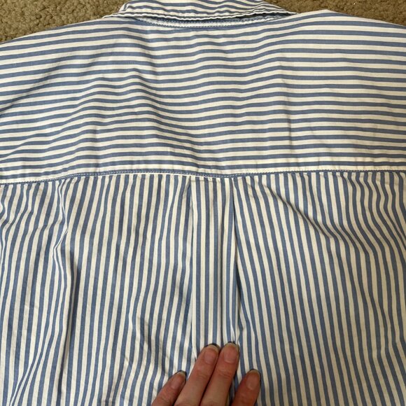 GAP White & Blue Striped Boyfriend Fit Button-Up Shirt | Size M - Picture 6 of 6